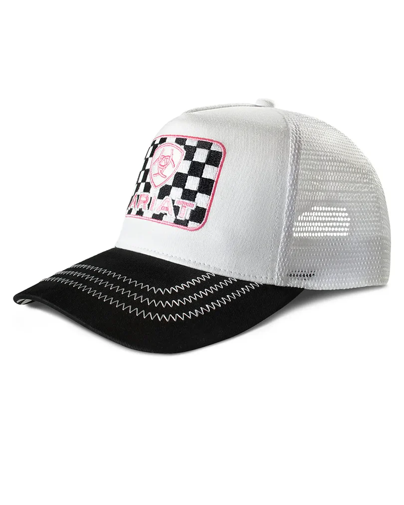 ariat black white and pink ball cap