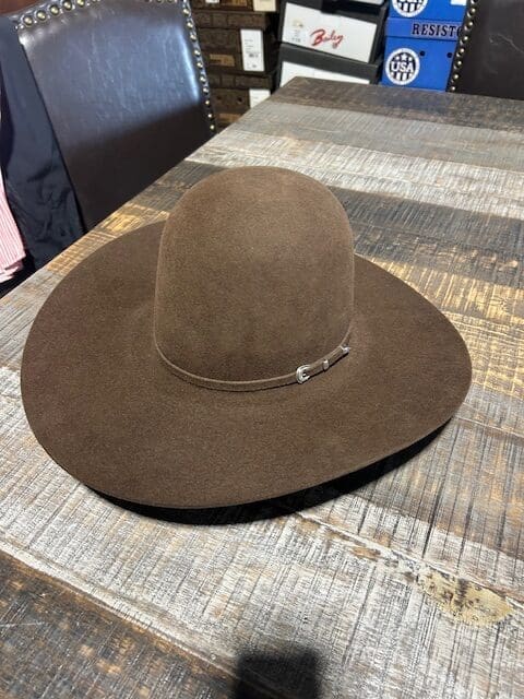 BROWN OPEN CROWN FELT COWBOY HAT
