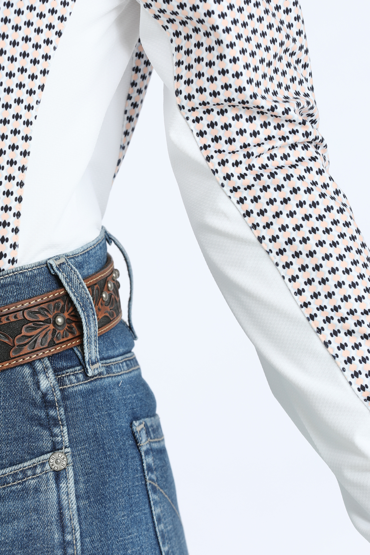 Cinch Ladies White Geometric Print Hybrid Arenaflex Snap Shirt - MSK7917005 - Image 2