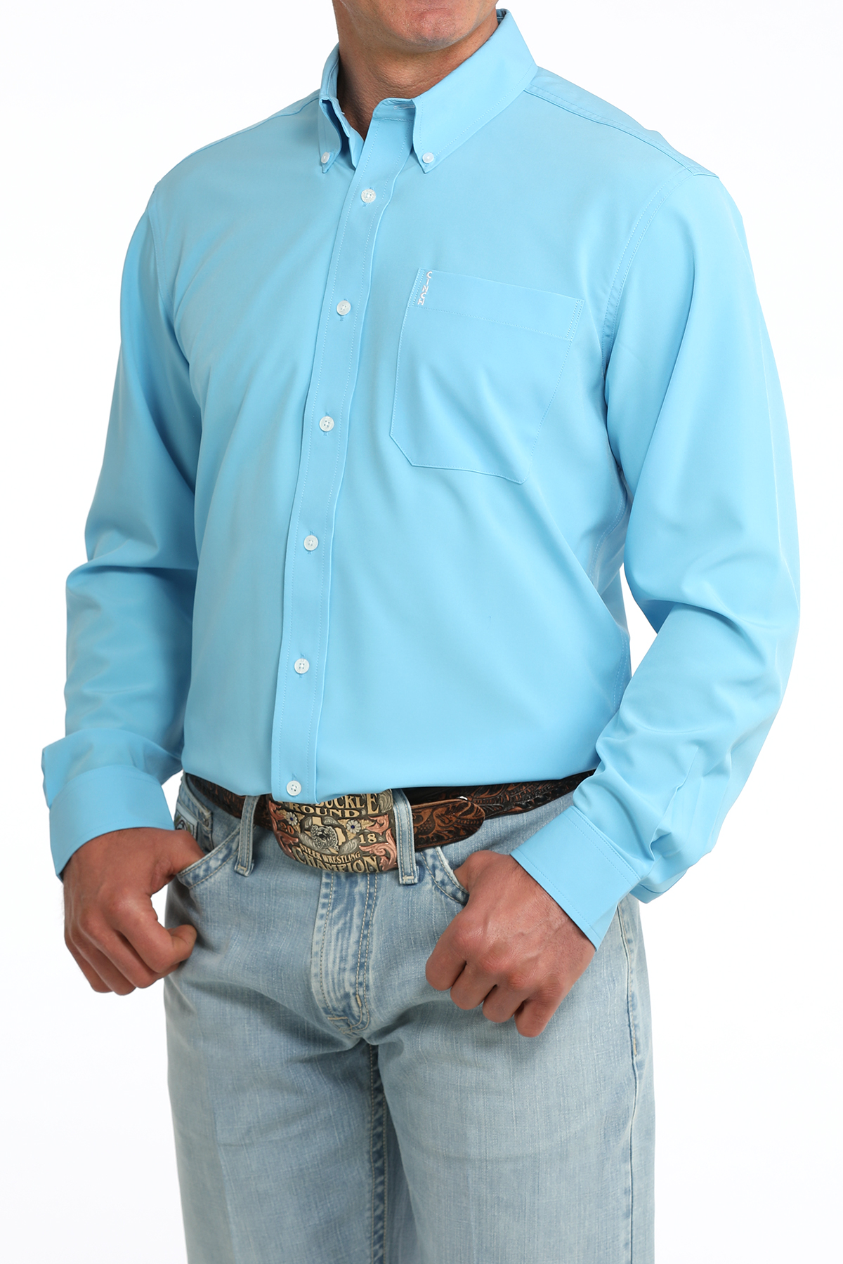 solid light blue cinch shirt canada