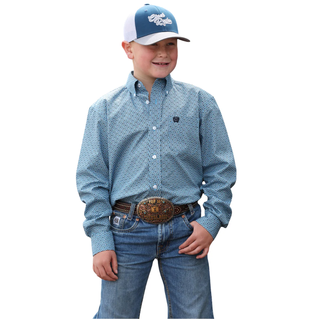 MTW7060417 BLUE PATTERNED BOYS SHIRT