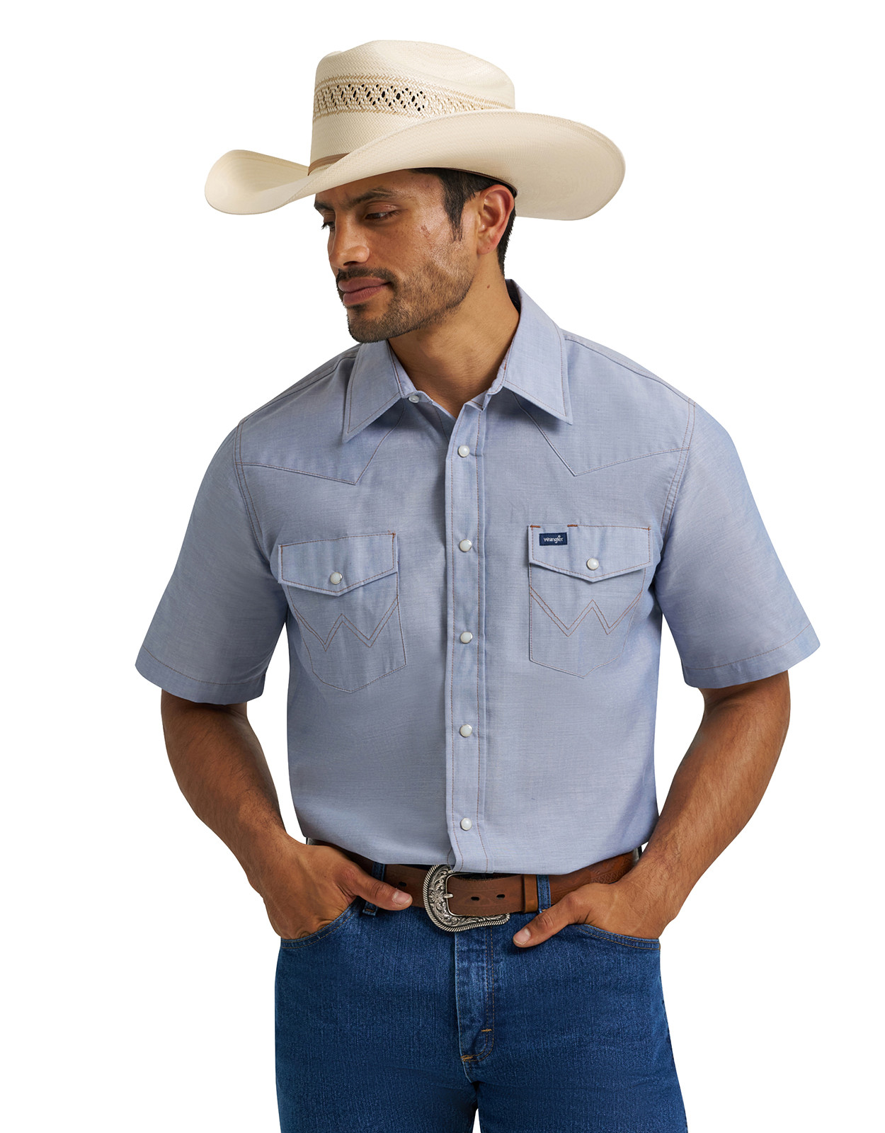 denim short sleeve wrangler