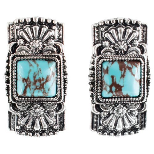 JUSTIN LADIES EARRINGS BAR W/TURQ COLORED STONE