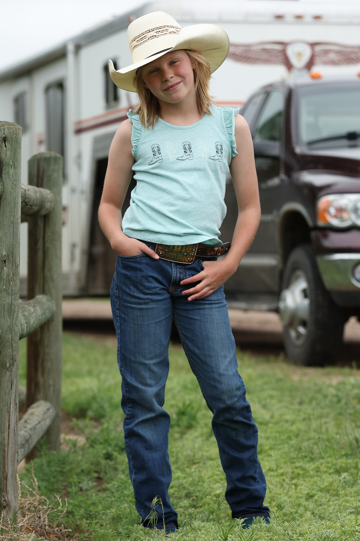 girls cowboy bppt tank top