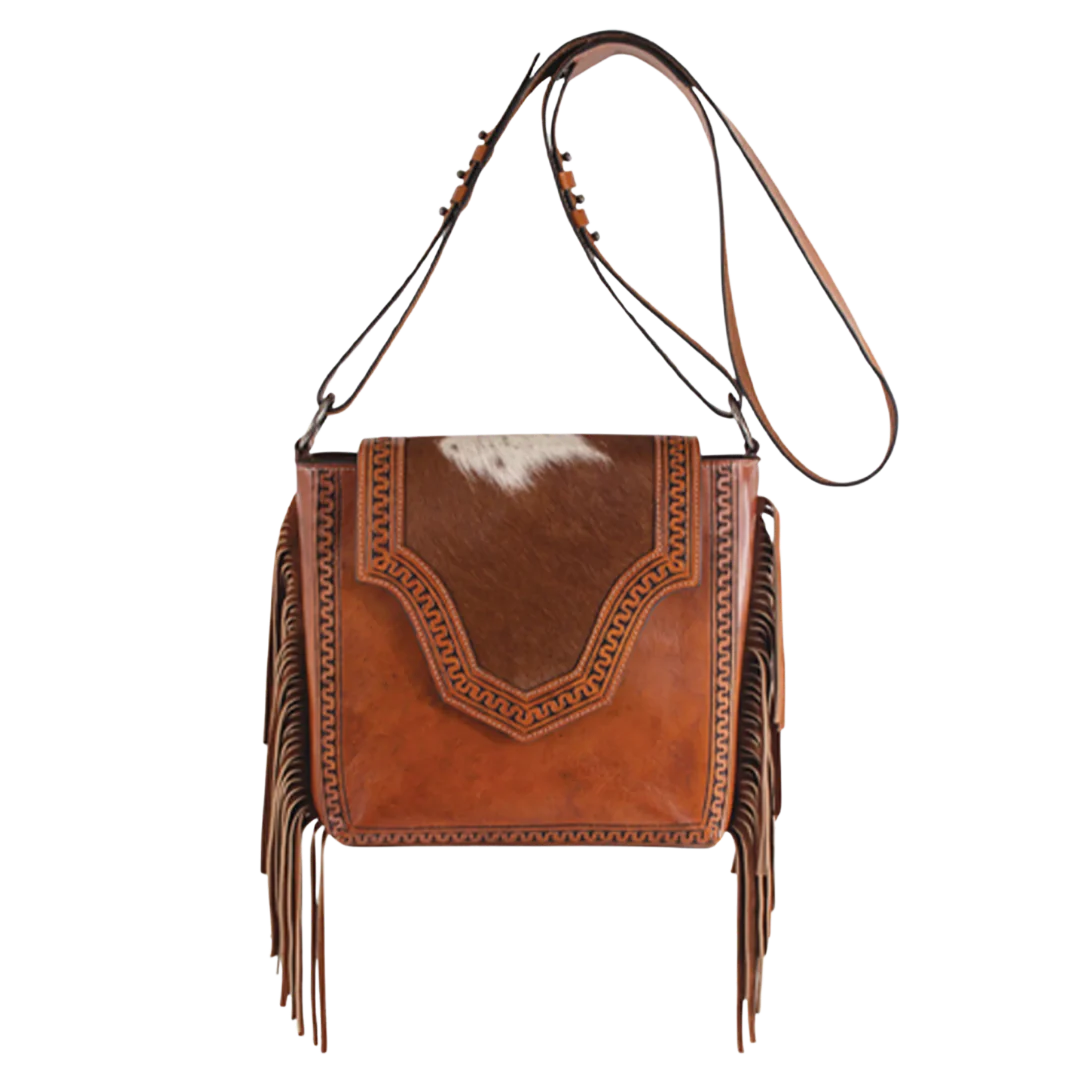 Leather cowhide western purse with fringe canada
