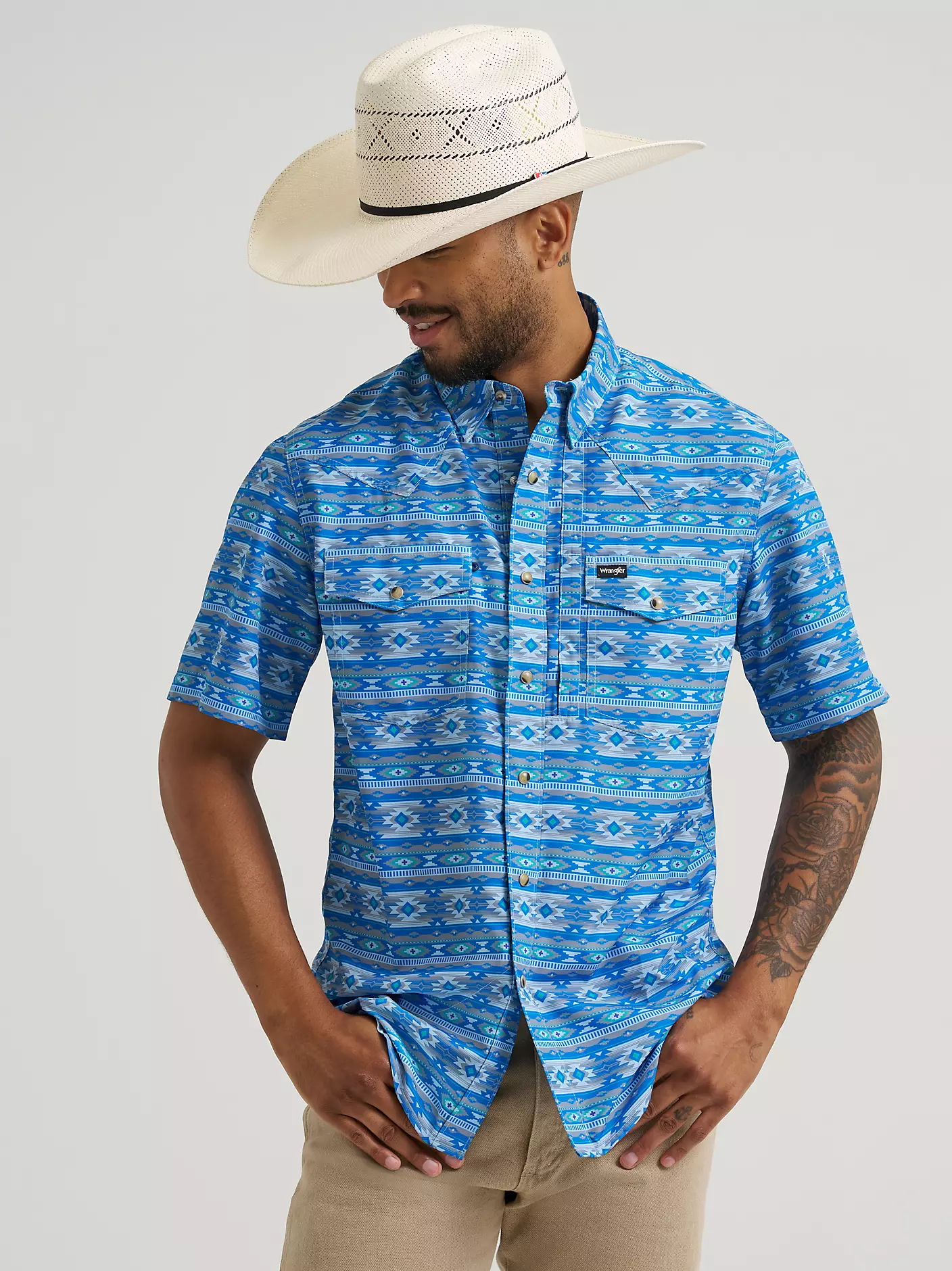 wrangler short sleeve western shirt