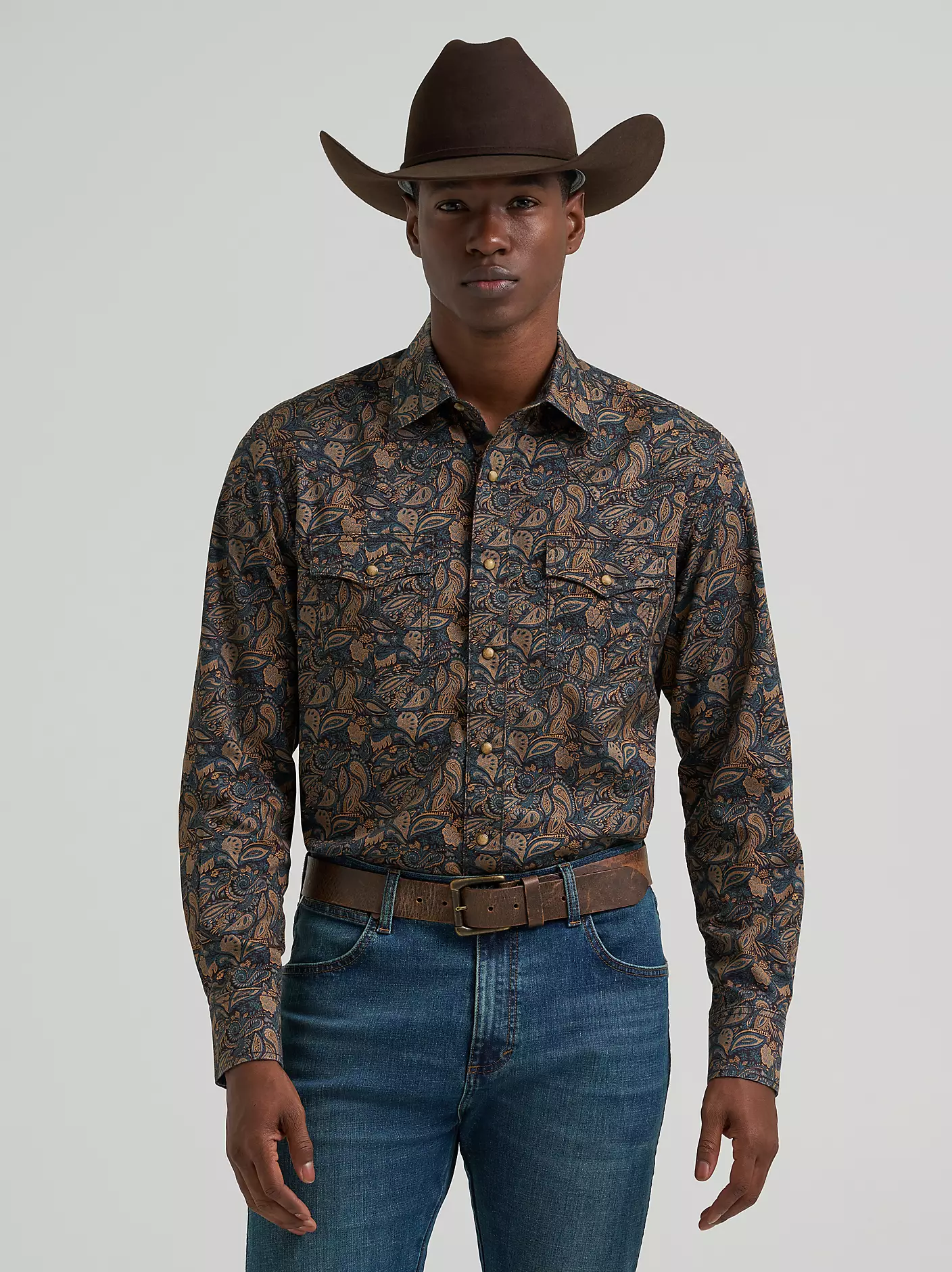 Men's Wrangler Retro® Premium Long Sleeve Western Snap Printed Shirt
