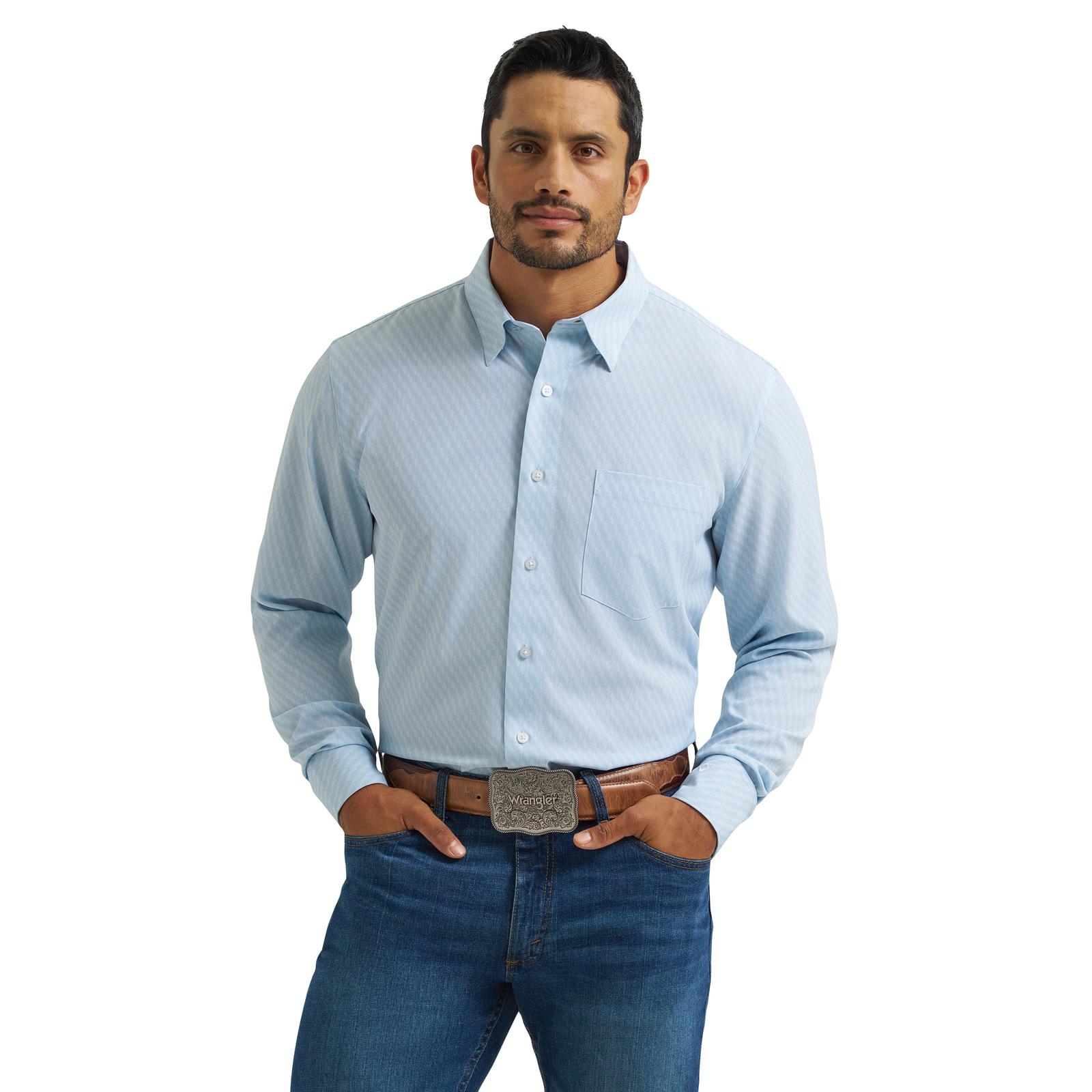 blue wrangler cody johnson western shirt