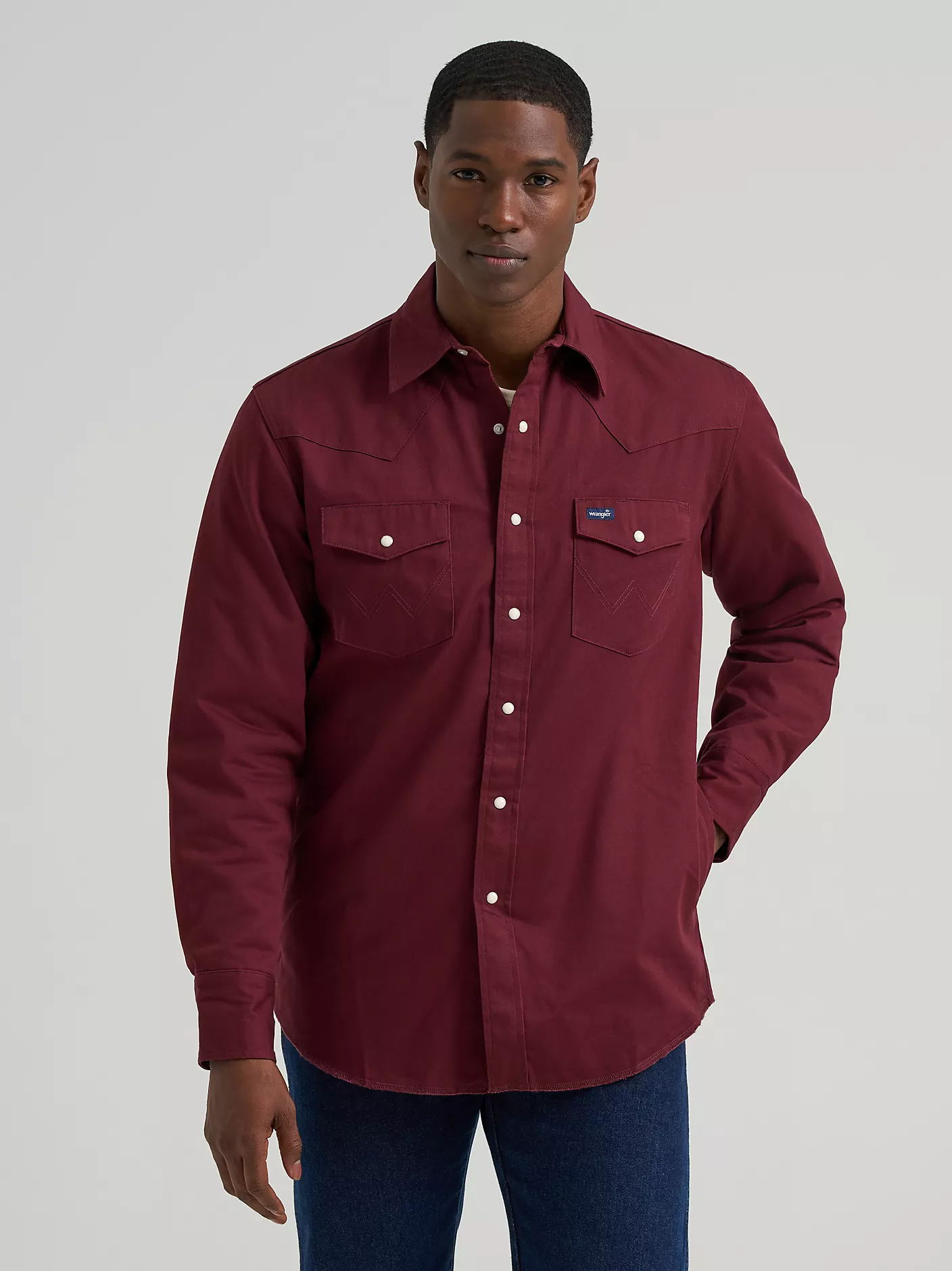 Men's Wrangler® Long Sleeve Flannel Lined Solid Work Shirt
