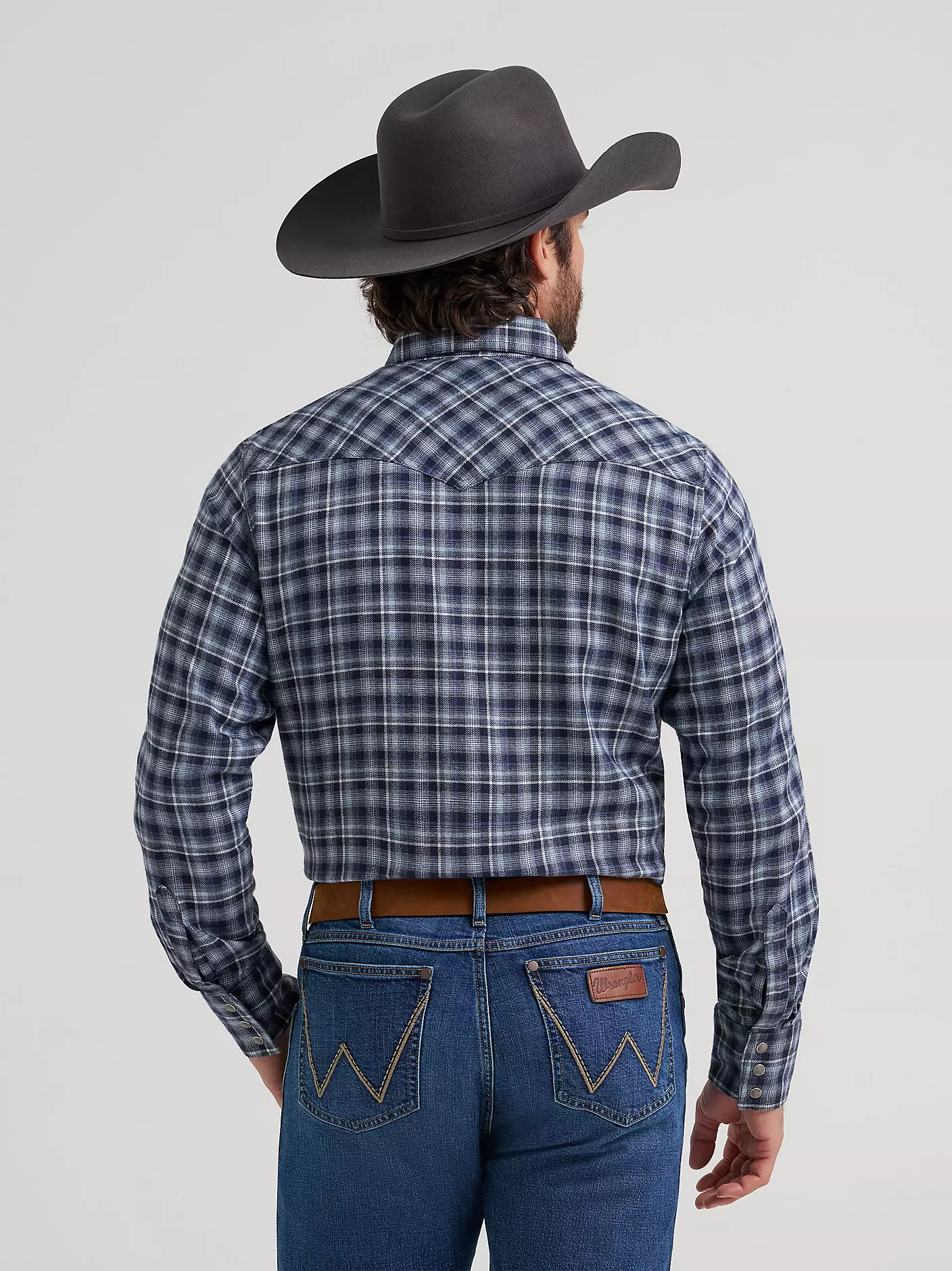 Men's Wrangler Retro® Long Sleeve Flannel Western Snap Plaid Shirt