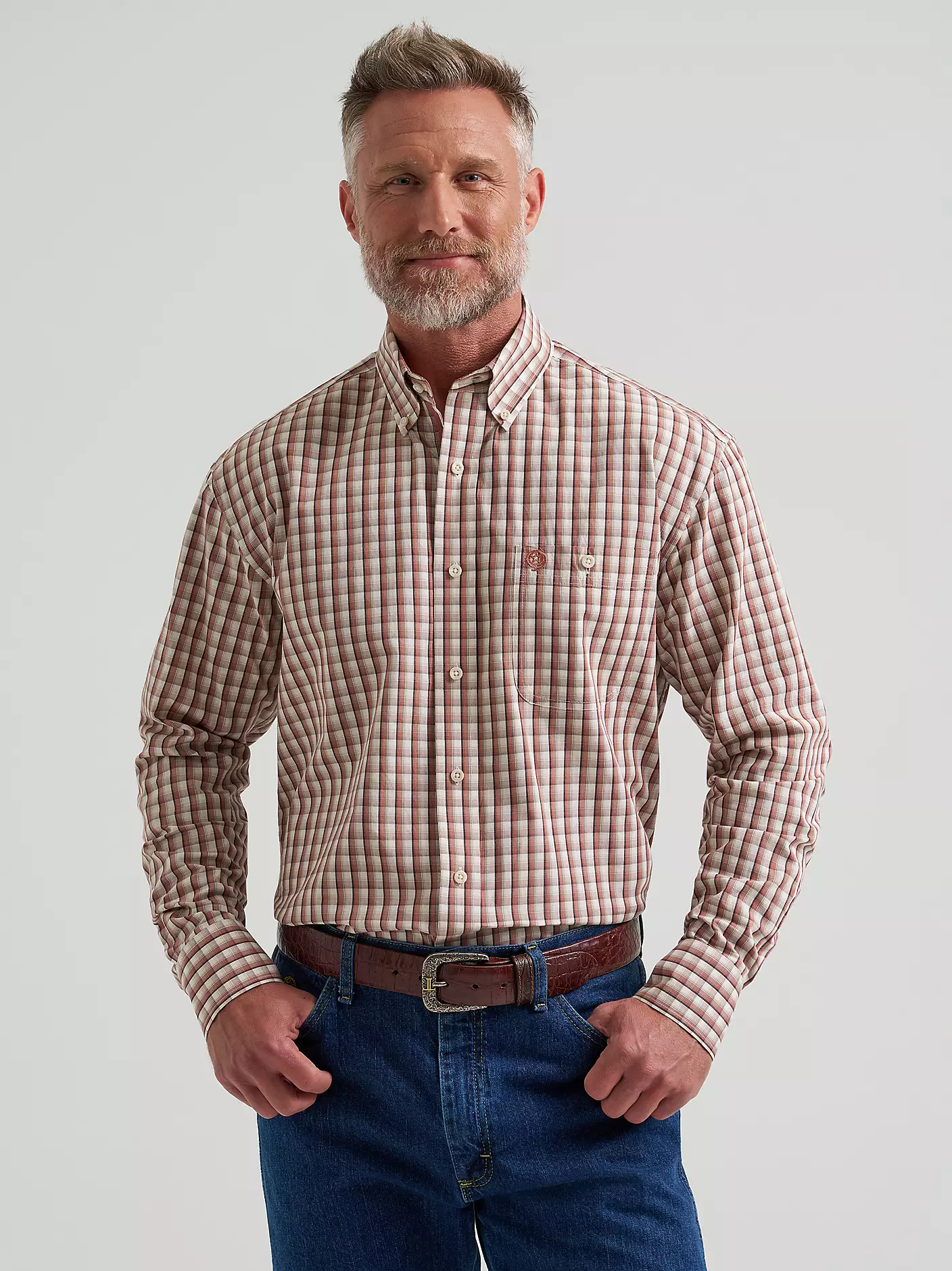 Wrangler® George Strait™ Long Sleeve Button Down One Pocket Shirt