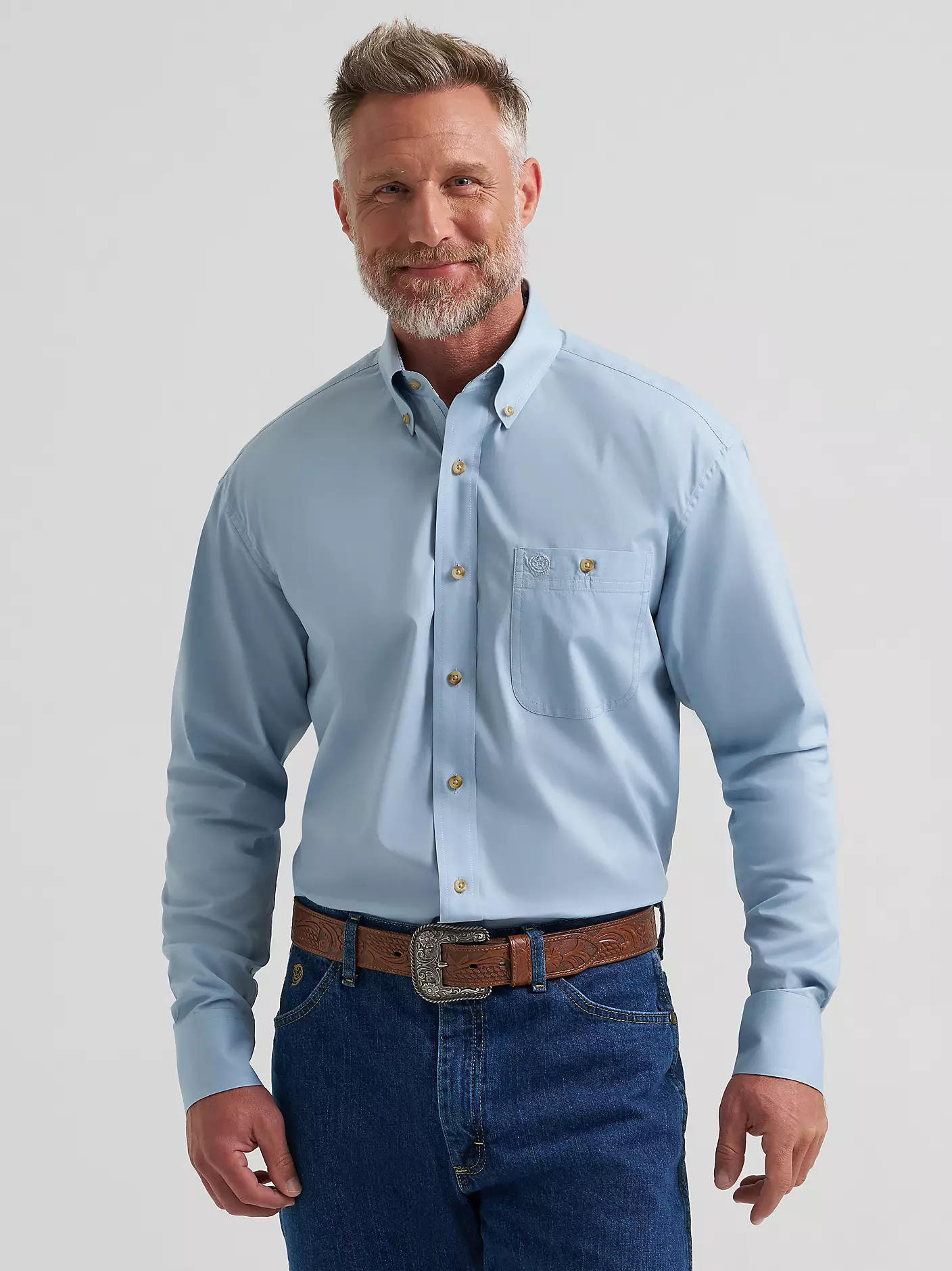 Wrangler® George Strait™ Solid One Pocket Button Down Shirt