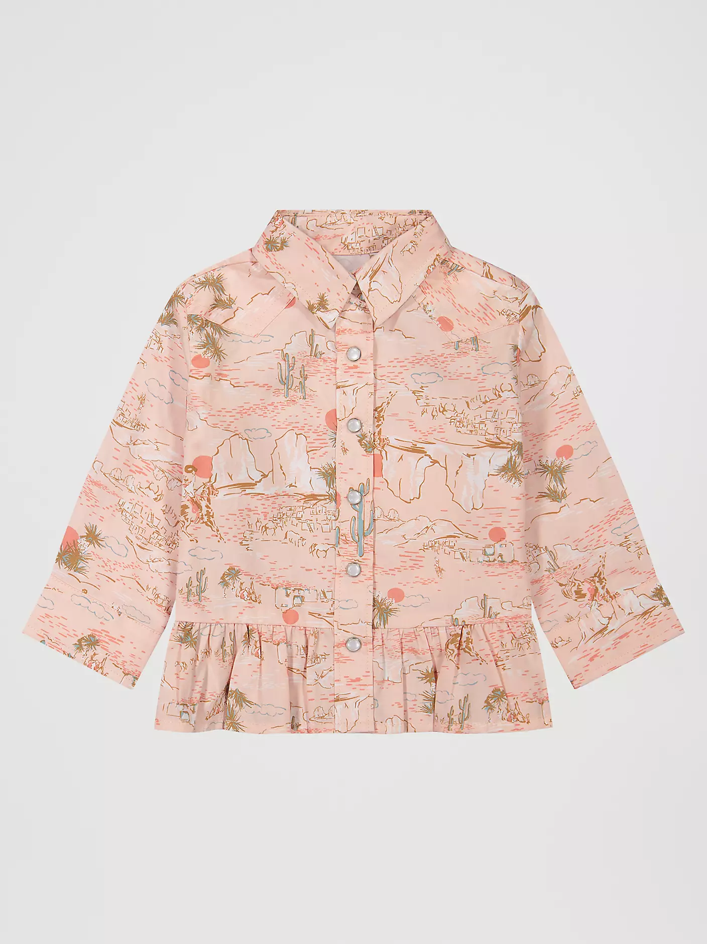 Little Girl's Ruffle Hem Snap Shirt