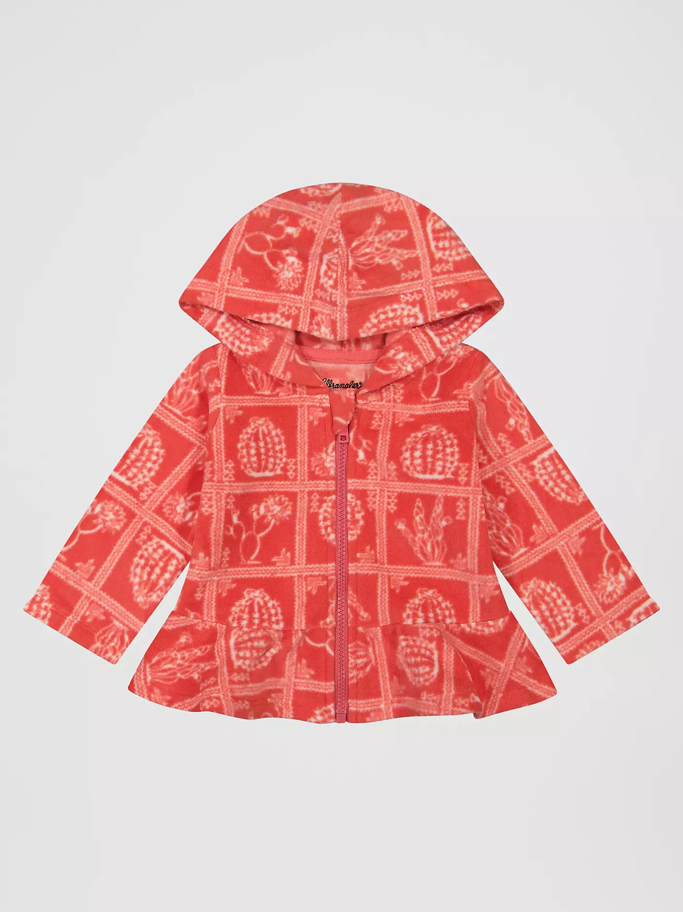 Little Girl's Fleece Graphic Full Zip Ruffle Hem Hoodie