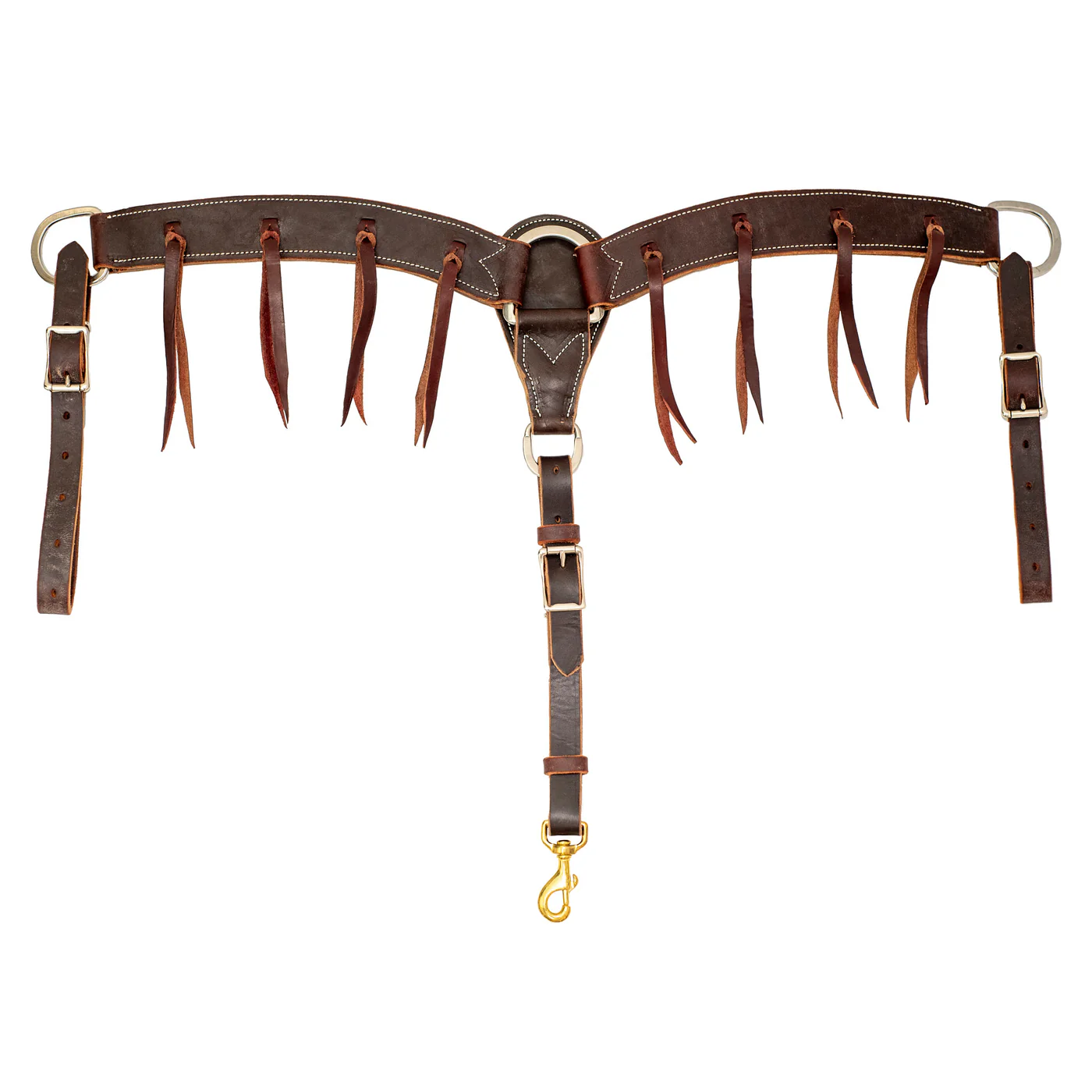 BREASTCOLLAR 2" CHOCOLATE HARNESS LEATHER WITH LATIGO STRINGS - BC2CHC - Image 2