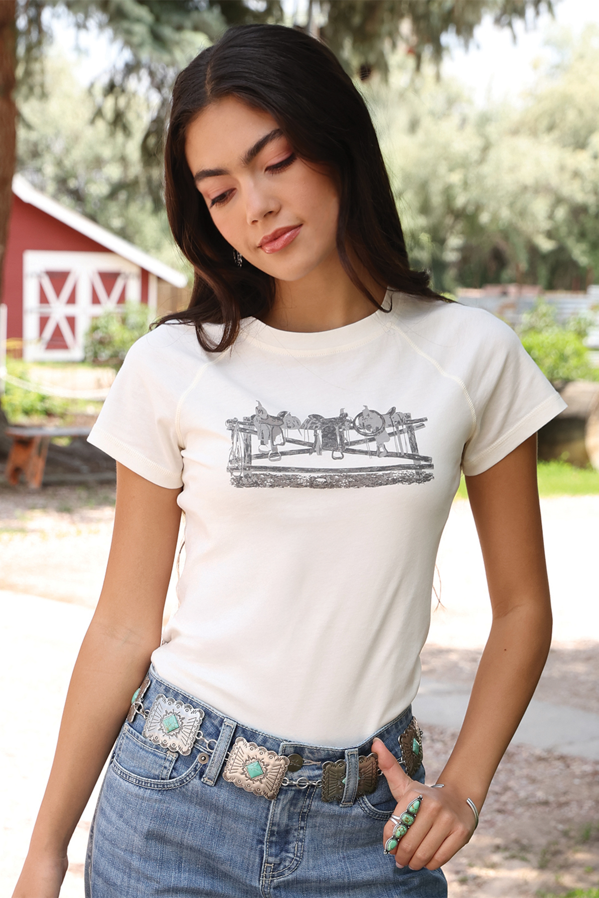 WESTERN WHITE LADIES T SHIRT