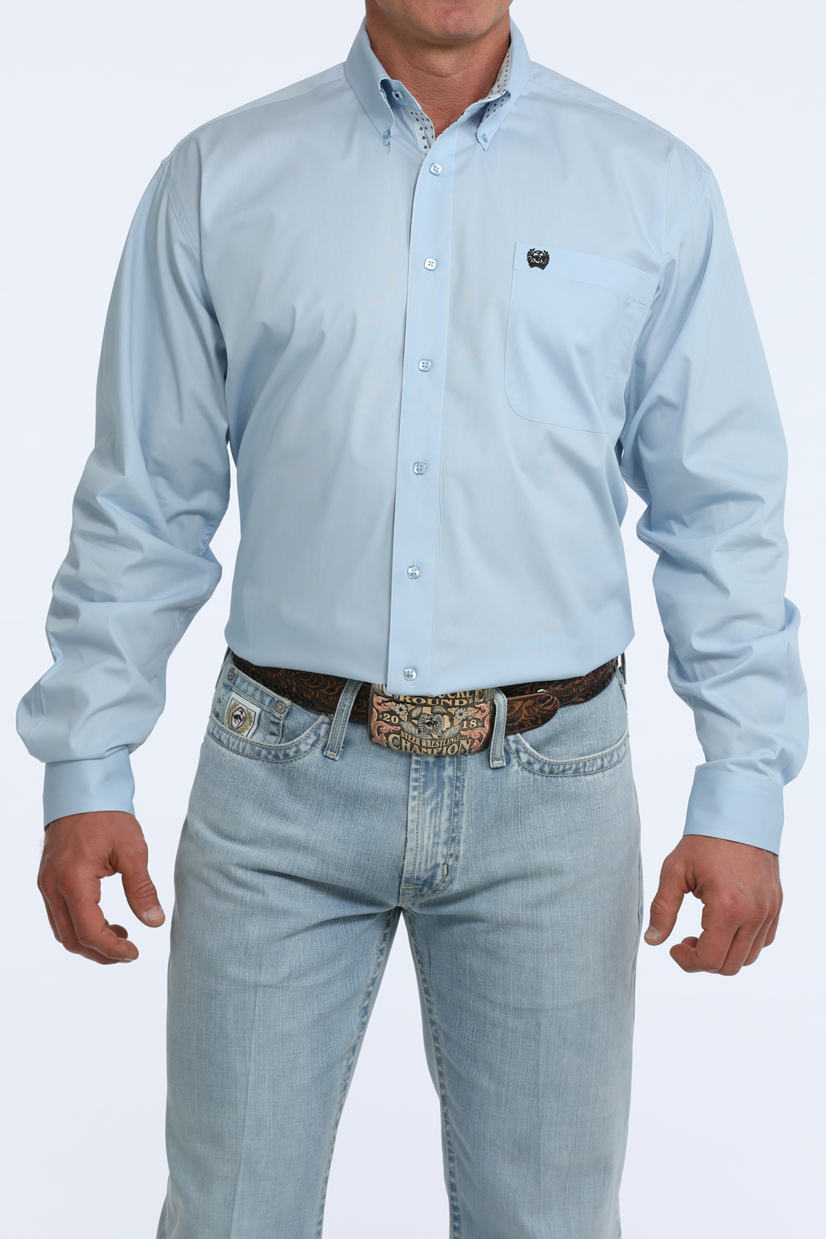 cinch solid light blue shirt