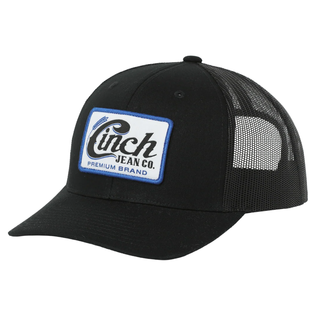 Men's Solid Black 6 Panel Trucker Cap