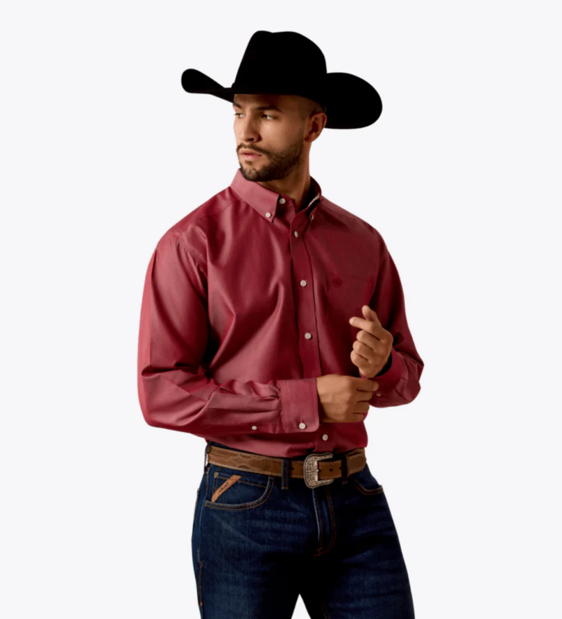 Ariat Men's Wrinkle Free Pinpoint Oxford Long Sleeve Shirt