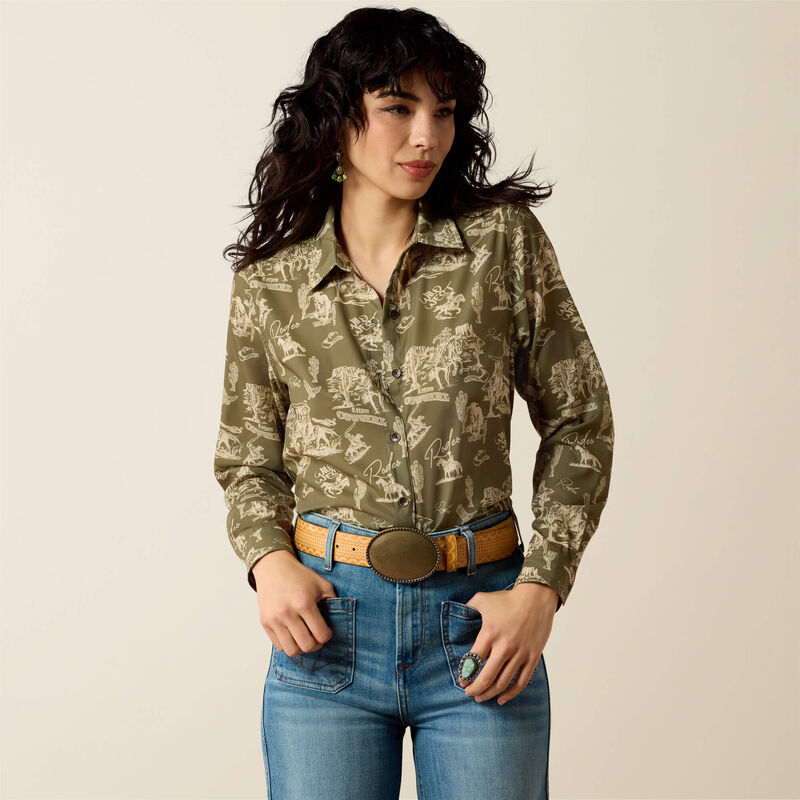 ariat moss green western homestyle shirt