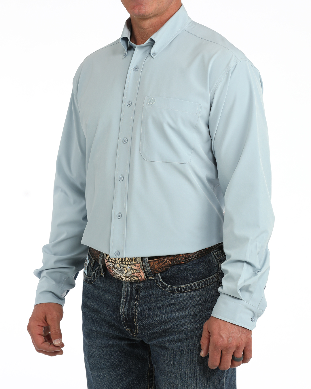 mens light blue arenaflex cinch shirt
