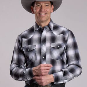 roper 3Men's Long Sleeve Western Style Shirt * Standard 1 Pt. Front & Back Yokes * Patch Pockets & Flaps * Cotton