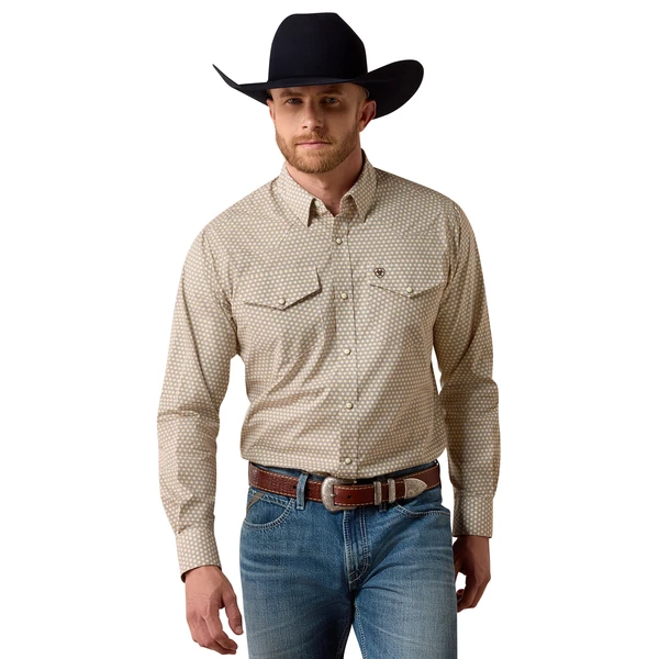 WHITE GEO PRING L/S SHIRT 10080624