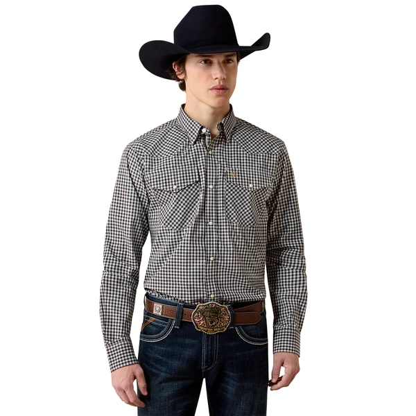 FITTED BLACK AND WHITE PLAID 10080669