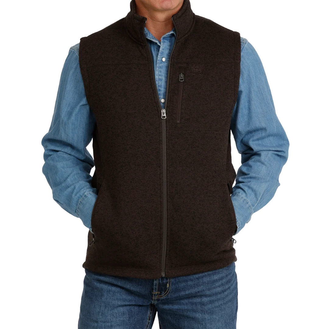 BROWN ZIP UP SWEATER VEST MWV1225008